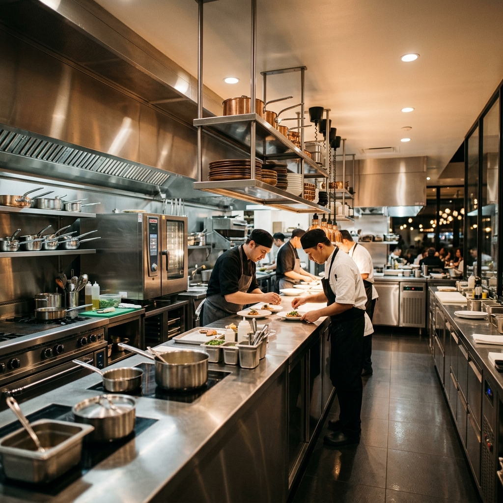 Modern commercial restaurant kitchen